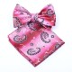 Краватка-метелик рожево-малинова з огірочками з хустинкою