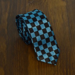 Краватка вузька в чорно-блакитний квадрат