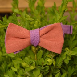 Краватка-метелик льняна двостороння (кораловий;фіолетовий)