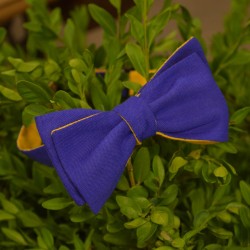 Галстук-бабочка льняная двухсторонняя (синий;желтый)
