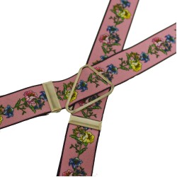 Подтяжки женские ярко-розовые в цветочек иксообразные