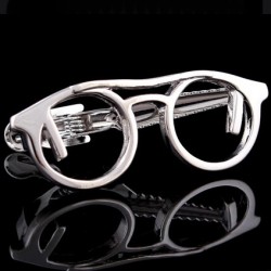 Затискач для краватки у формі окулярів - сріблястий