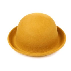 Шляпа желтая фетровая Боулер Дерби Котелок