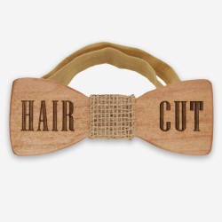 Деревянная бабочка Hair cut с серединкой с мешковины для стильных людей