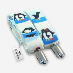 Подтяжки детские голубые с пингвинами