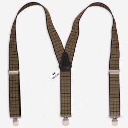 Підтяжки краваткові коричневі в квадрат з чорною окантовкою