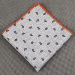 Платок серый в огурцах с оранжевой окантовкой хлопок