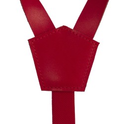 Подтяжки кожаные красные узкие с регуляторами никель - пуль-ап
