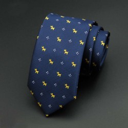 Краватка вузька синя з жовтими собачками