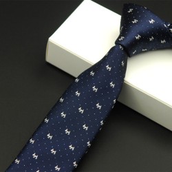 Краватка вузька синя з білими собачками