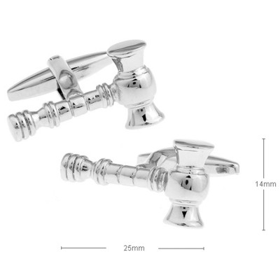 Запонки металеві сріблясті суддівський молоток