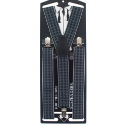Підтяжки довгі сірі текстурні у ромбик - краваткові 3,5Y