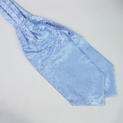 Шейний платок Аскот блакитний у квітковий візерунок