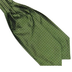 Шейный платок Аскот зеленый в белый горох