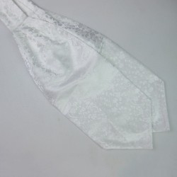 Шовковий платок Аскот білий з квітковим узором однотонний