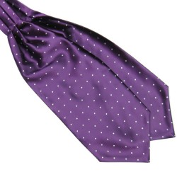 Шейный платок Аскот фиолетовый в белый горох