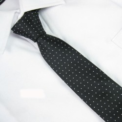 Краватка вузька чорна в дрібний горошок 09044