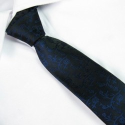 Краватка вузька темно-синя з візерунком 09046