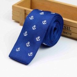 Краватка в'язаний синій з якорями