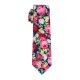 Краватка літній синій у квіти з хусткою та запонками - бавовна
