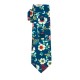 Краватка з хусткою та запонками синій у квіти - бавовняний