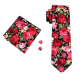 Краватка на весілля в наборі з хусткою та запонками у червоний квіток