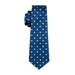 Краватка патріотичний шовковий жаккард з хусткою та запонками у горошок