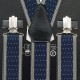 Підтяжки довгі чоловічі краваткаові сині в білу точку