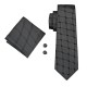 Краватка з хусткою та запонками чорно-білий у клітинку 09144