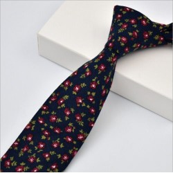 Краватка вузька синя бавовняна в квіточку 09078