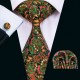 Подарочный галстук зеленый в восточный цветочный узор 09069