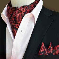 Шейный платок Аскот красный с узором и платком-паше 09150