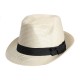 Шляпа Fedora Unisex - бежевая с черной лентой - классика