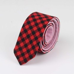 Краватка бавовняна двостороння (червона клітка і рожевий)