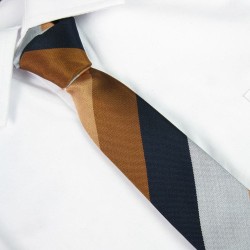 Краватка коричневий з синім в смужку 6 см