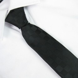 Краватка вузька чорний текстурний в квадрат матовий 6 см