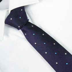 Краватка вузька темно-фіолетова в контрастних квадратах