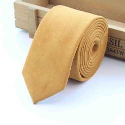 Краватка вузька гірчична замшева тканина