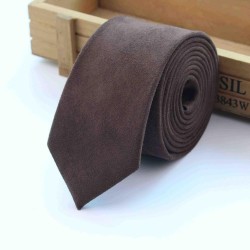 Краватка вузька коричнева замшева тканина