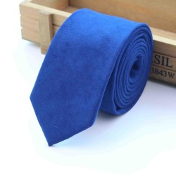 Галстук узкий синий замшевая ткань