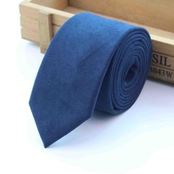 Краватка вузька темно-синя замшева тканина