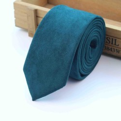 Краватка вузька темно-зелена замшева тканина