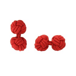 Запонки красные шариковые узелком