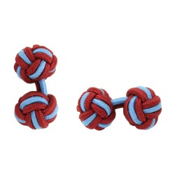 Запонки шариковые красные с голубым узелком