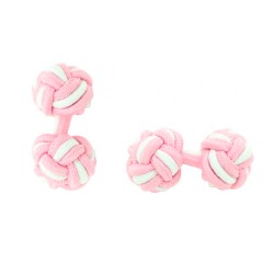 Запонки кулькові рожеві з білим вузликом