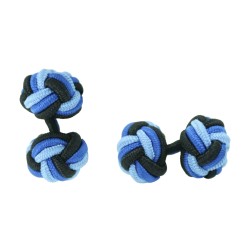 Запонки шариковые синие с черным узелком