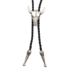 Bull Skull ковбойский галстук (галстук шнурок бола) - металлический цвет