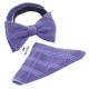 Галстук-бабочка фиолетовая в квадрат+платок