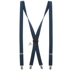 Подтяжки синие джинс 2,5 см Х-образные