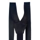 Подтяжки кожаные черные широкие на регуляторах застежки никель 3.5 см